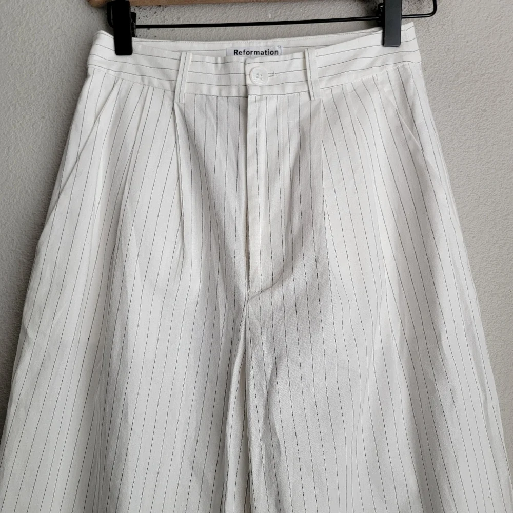 Reformation Oren Pant in White Stripe size 0 NWT